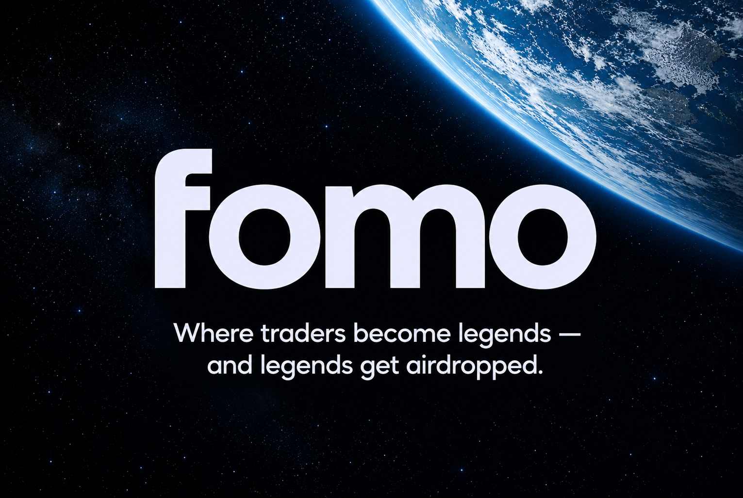 Earth above the fomo logo